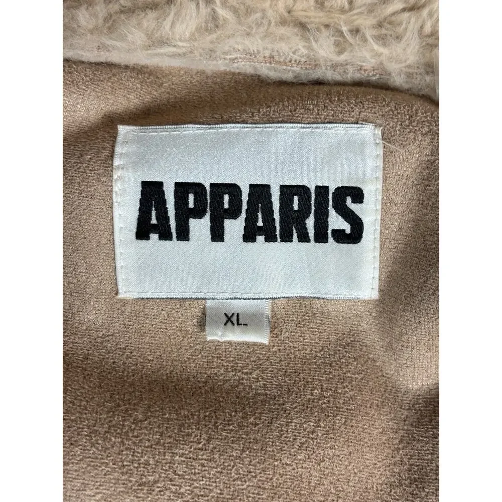 Apparis Rose Faux Fur Tan Moto Jacket Winter Coat Fall Zip Collared Teddy Bear